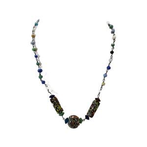 Art Deco Glass Bead Necklace, Vintage 1920s Venetian Murano Glass Choker